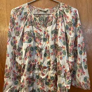 Silk floral Tucker blouse Zoom shirt